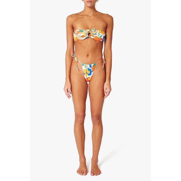 NEW WE WORE WHAT ring bandeau bikini top in pearl multi abstract